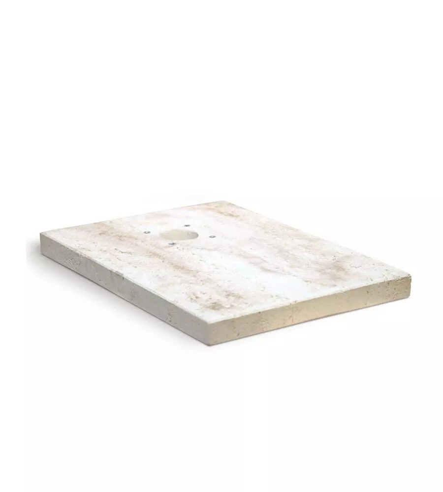 BASAMENTO PER FONTANE DA GIARDINO EFFETTO TRAVERTINO, 30x40x3 CM - KAM